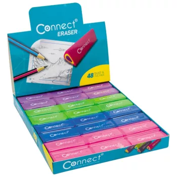   Radír CONNECT színes háromszögletű hasáb (45x15x15mm) 48db/ kínáló doboz