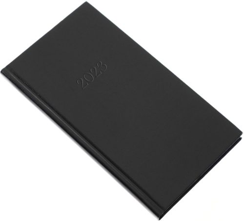 Zsebnaptár álló Standard, fehér lapokkal fekete Realsystem 2025.