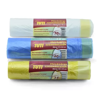 Szemeteszsák húzózáras 40 liter (15 db/roll) extra