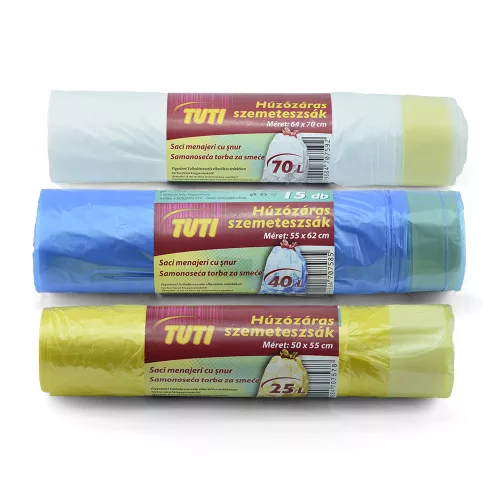 Szemeteszsák húzózáras 40 liter (15 db/roll) extra