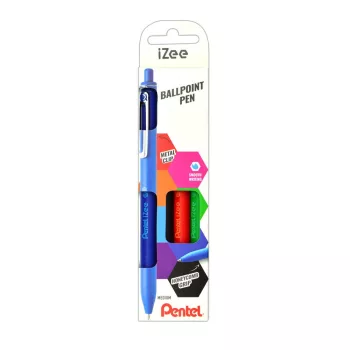   Golyóstoll nyomógombos 0,35mm PENTEL iZee 4db-os kék,piros,fekete,zöld
