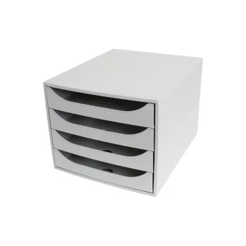   Irattároló műanyag 4 fiókos, fehér test, fehér fiókok Ecobox