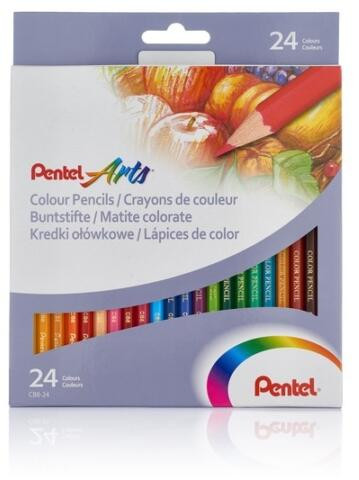 Színes ceruza készlet hatszögletű 24 szín Pentel