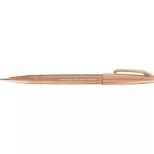Ecsettoll kalligrafikus hajlékony hegyű SES15C-E2X Pentel Brush Sign Pen világosbarna