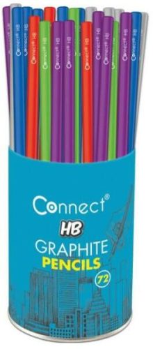 Grafitceruza CONNECT HB, 5 féle szín kerek test, 72db/pohár