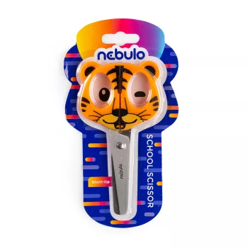 Olló, 13,5 cm tigriskölyök fogórésszel, iskolai, NEBULO