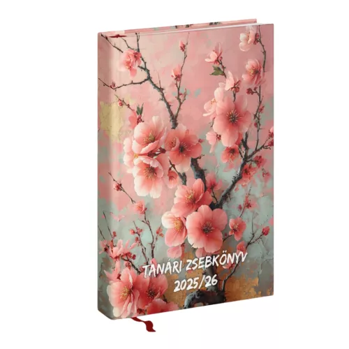 Tanári határidőnapló A5, műbőr 150mmx210mm, fehér lapokkal cseresznyevirág 2025/2026 Realsystem