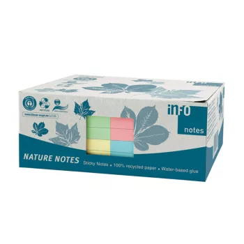   Jegyzettömb GLN öntapadós, 125x75 mm, 12x100 lap, PASTEL MIX (kék,zöld,rózsaszín,sárga)