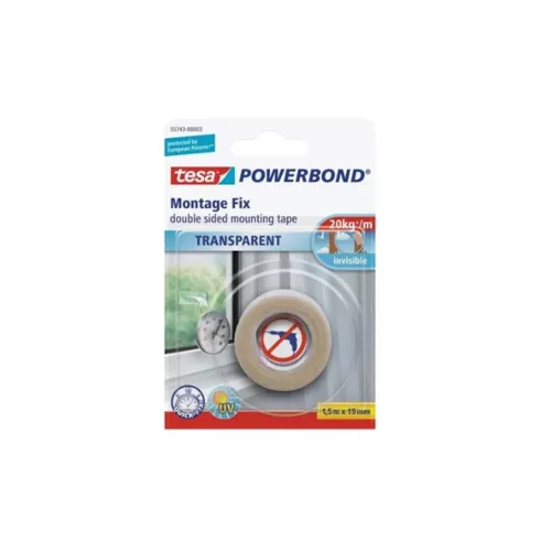 Rögzítőszalag POWERBOND átlátszó 19mmX1,5m TESA