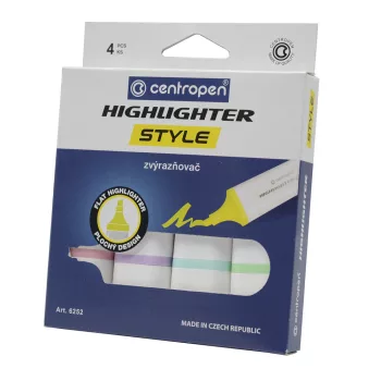   Szövegkiemelő CENTROPEN 6252 vágott 1-4,6 mm 4db-os készlet pasztel