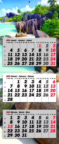 Falinaptár speditőr 3 tömbös  300mmx680mm színes hátlappal Szigetek Realsystem 2024.