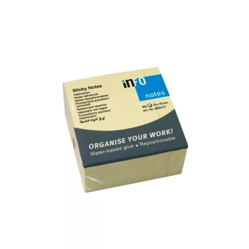 Jegyzettömb öntapadó, 75x75mm, 400lap, Gln sárga
