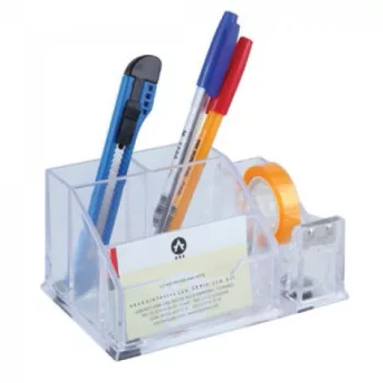   ÍRÓSZERTARTÓ MŰANYAG 4 REKESZES, RAGSZALAG TÉPŐVEL VÍZTISZTA 150X95X75MM 