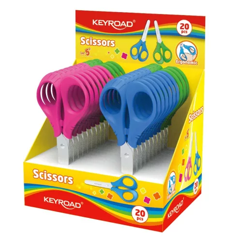 Olló 13cm tompa fejű 20 db/display Keyroad Start vegyes színek