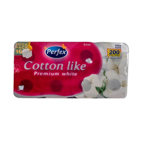 Toalettpapír 3 rétegű 16 tekercs/csomag, Premium Cotton Like, Boni Perfex