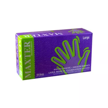 Gumikesztyű latex púderes L 100 db/doboz Maxter