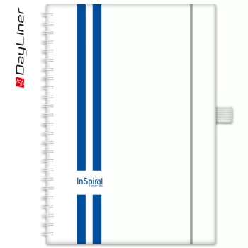   Határidőnapló InSpiral A5 heti fehér lapokkal Fehér-kék Dayliner 2024.