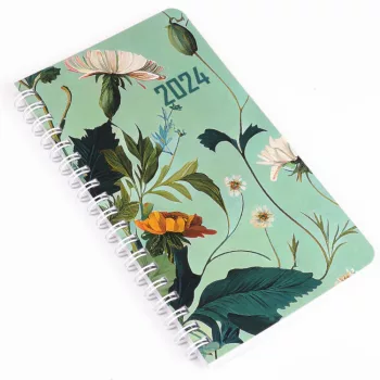   Zsebnaptár spirálozott SP2 heti álló fehér lapokkal virágok Realsystem 2023.