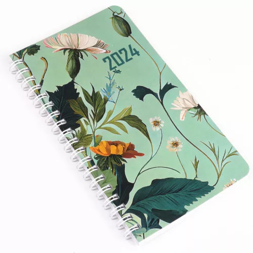 Zsebnaptár spirálozott SP2 heti álló fehér lapokkal virágok Realsystem 2023.