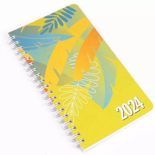 Zsebnaptár spirálozott SP2 heti álló fehér lapokkal magnólia Realsystem 2023.