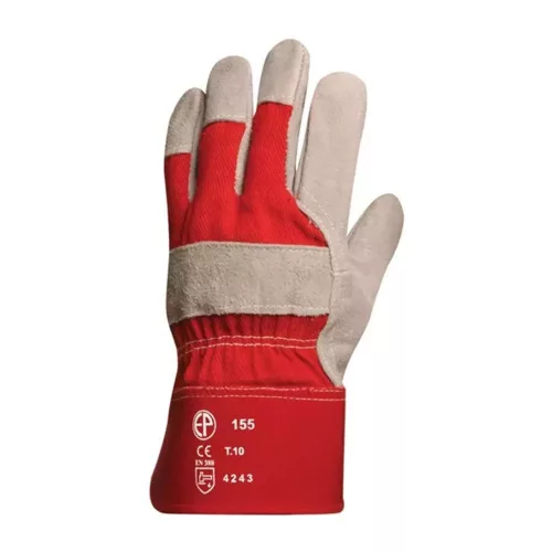 Védőkesztyű, bőr, erős piros, 10-es méretű