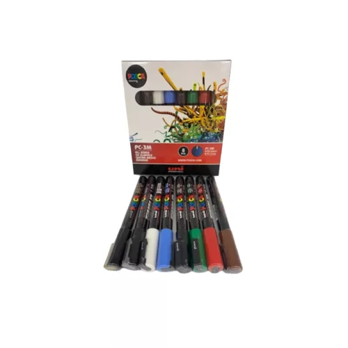 Dekormarker 0,9-1,3mm, Uni Posca PC-3M 8 db-os készlet, 'HOLIDAY'