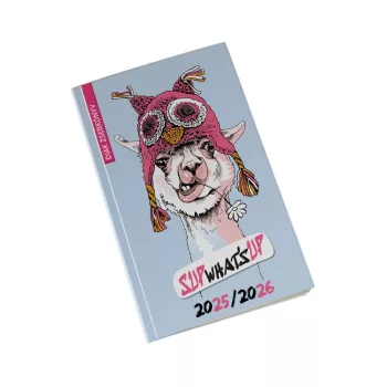   Diák zsebkönyv 125mmx205mm, fehér lapokkal 2025/2026 láma Realsystem