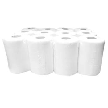   Kéztörlő 2 rétegű tekercses átmérő: 14 cm 100 % cellulóz hófehér duda nélküli 12 tekercs/karton_090631A-DN