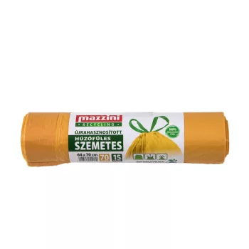   Szemeteszsák önzáró szalaggal 70 liter 64 x 70 cm 15 db/tekercs újrahasznosított Mazzini_sárga