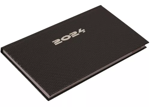 Zsebnaptár fekvő Carbon, fehér lapokkal acél Realsystem 2024.