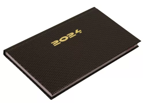 Zsebnaptár fekvő Carbon, fehér lapokkal bronz Realsystem 2024.