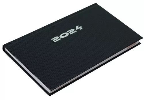 Zsebnaptár fekvő Carbon, fehér lapokkal kék Realsystem 2024.