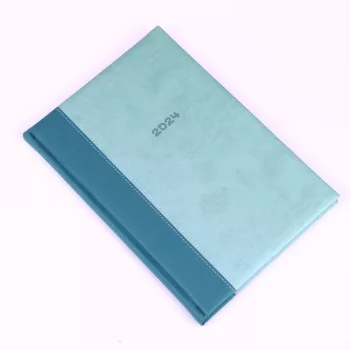   Határidőnapló Linett B/5, heti fehér lapokkal kék-türkiz Realsystem 2024.