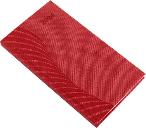 Zsebnaptár álló Amigo, fehér lapokkal bordó Realsystem 2024.