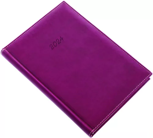 Határidőnapló Bolero P A/5, napi krémszínű lapokkal padlizsán Realsystem 2024.