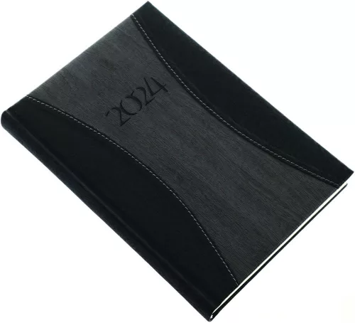 Határidőnapló Prémium A A/5, napi krémszínű lapokkal szürke Realsystem 2024.