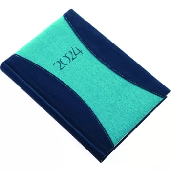   Határidőnapló Prémium A A/5, napi krémszínű lapokkal kék Realsystem 2024.