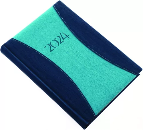 Határidőnapló Prémium A A/5, napi krémszínű lapokkal kék Realsystem 2024.