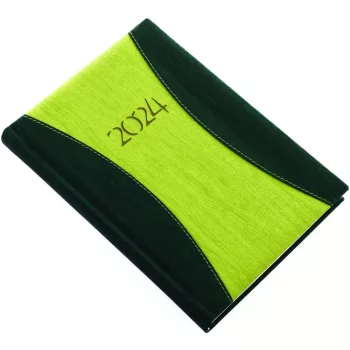   Határidőnapló Prémium A A/5, napi krémszínű lapokkal zöld Realsystem 2024.