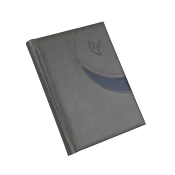   Határidőnapló Prémium M A/5, napi krémszínű lapokkal szürke Realsystem 2024.