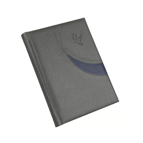 Határidőnapló Prémium M A/5, napi krémszínű lapokkal szürke Realsystem 2024.