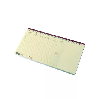   Asztali naptár 320mmx155mm, krémszínű lapokkal blokktömbös fekvő bordó műbörrel borított tartóval Realsystem 2024.