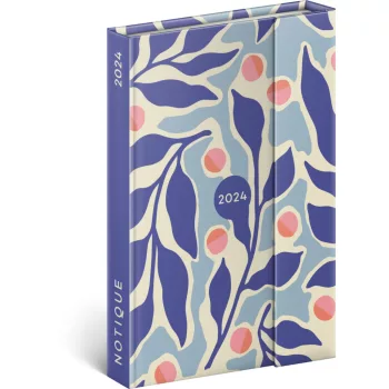   Határidőnapló mágnessel záródó, krémszínű lapokkal Leaves 110×160 mm, Realsystem 2024.