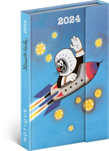 Határidőnapló mágnessel záródó, krémszínű lapokkal diary Little Mole 110×160 mm, Realsystem 2024.