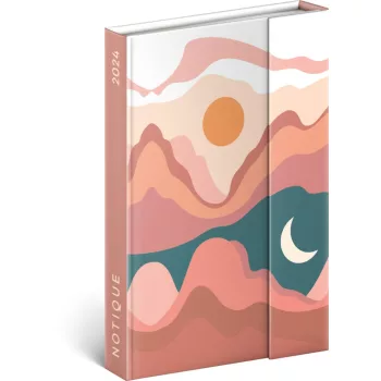   Határidőnapló mágnessel záródó, krémszínű lapokkal Moon 110×160 mm, Realsystem 2024.