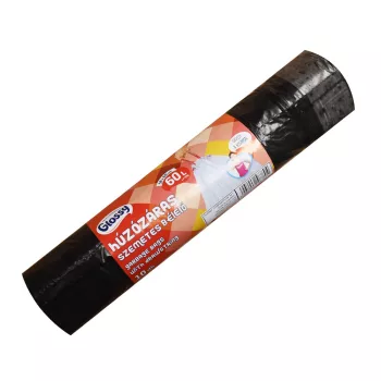   Szemeteszsák önzáró szalaggal  60 liter  58 x 68 cm 15 db/tekercs Glossy