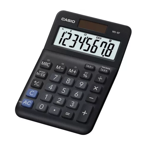 Számológép asztali 8 digit nagy, döntött kijelző Casio MS 8 F fekete