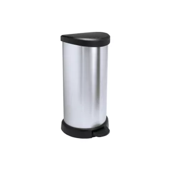 Szemetes kuka pedálos króm 40 literes Fekete/ezüst Curver