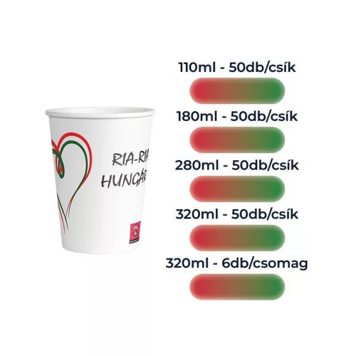 Pohár 320 ml papír 6 db/csomag mintás Ria-ria Hungária design