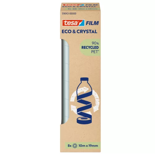 Ragasztószalag 19mmx10m irodai átlátszó újrahasznosított Tesa Eco & Crystal 8db/doboz